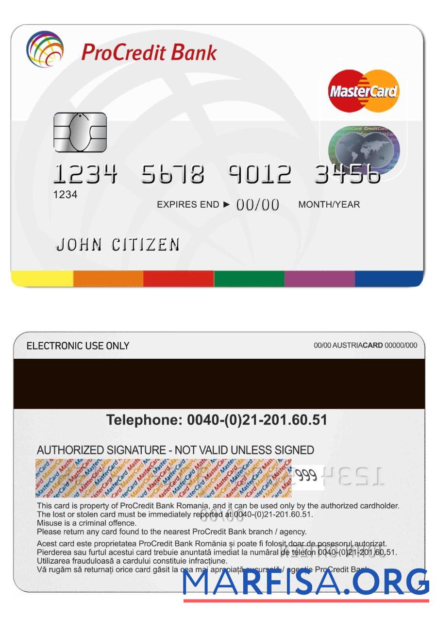 Blank Romania ProCredit MasterCard real example